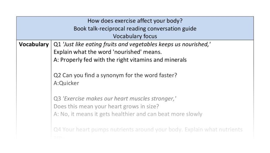 Reciprocal - vocabulary - How does exercise affect your body
