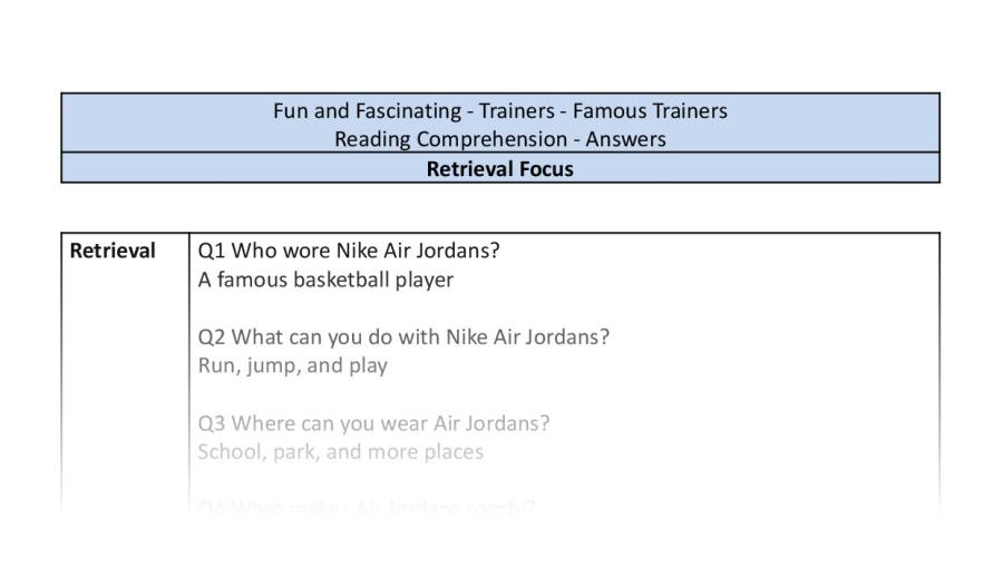 Reading Comprehension-retrieval-Famous Trainers-answers