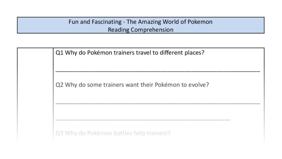 Reading Comprehension-The Amazing World of Pokemon-inference