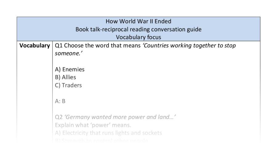 Reciprocal reading - vocabulary - How World War II Ended