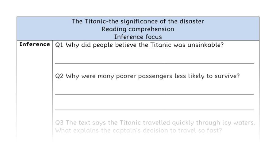 Reading comp-inference-The Titanic-the significance of the disaster