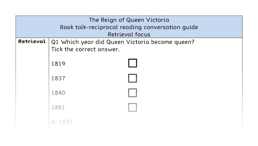 Reciprocal reading - retrieval - The Reign of Queen Victoria