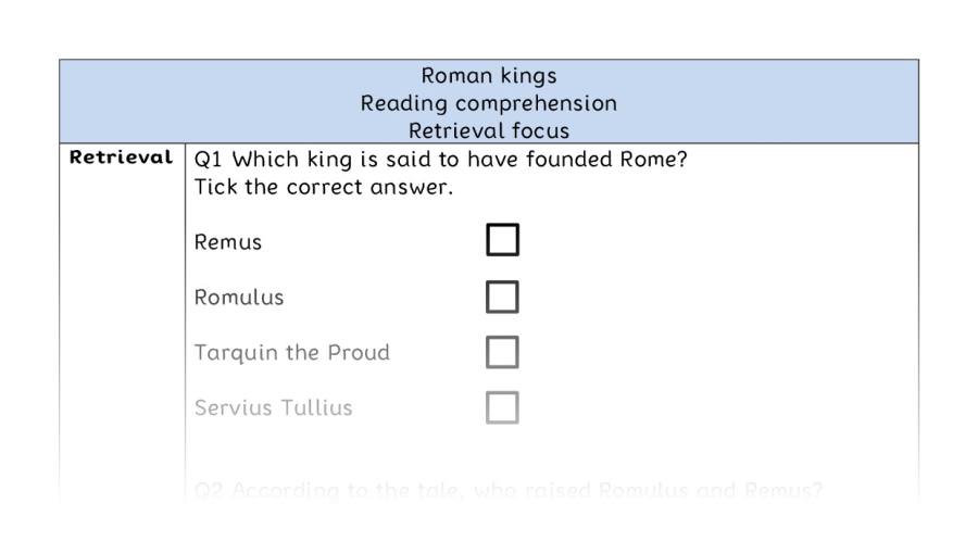 Reading comprehension - retrieval - Roman kings