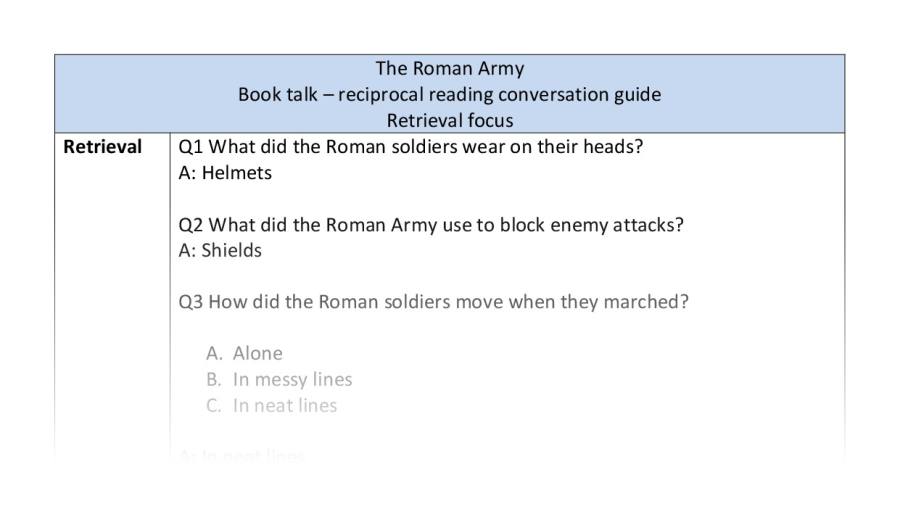 Reciprocal reading - retrieval - The Roman Army