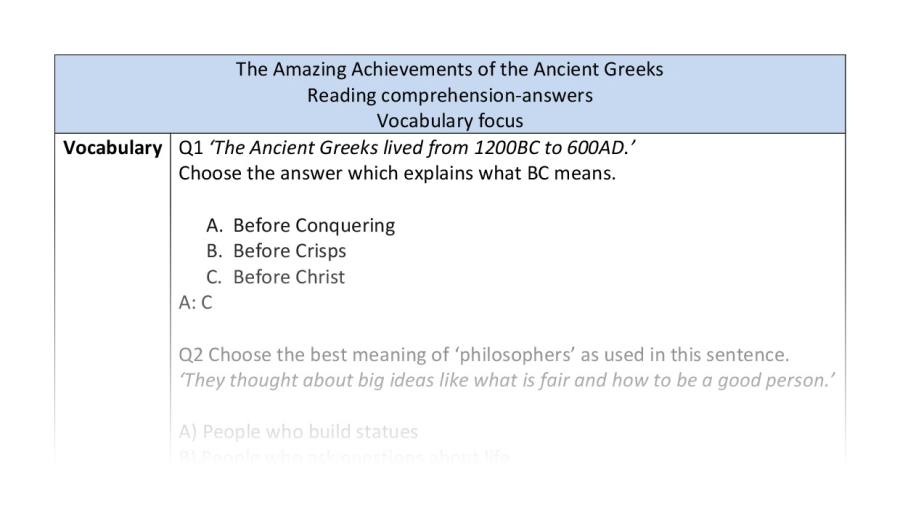 Reading comp-vocab-The Amazing Achievements of the Ancient Greeks