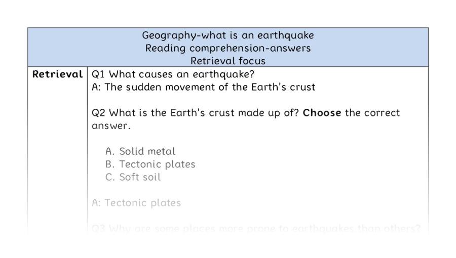 Reading comp-retrieval-what is an earthquake - answers