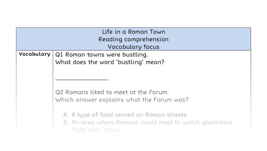 Reading comprehension-vocabulary-Life in a Roman Town