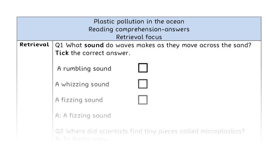 Reading comprehension - retrieval - Plastic pollution in the ocean - answers