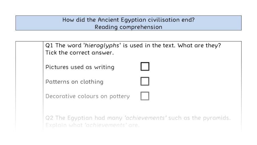 Reading comp-VRSIPE-How did the Ancient Egyptian civilisation end