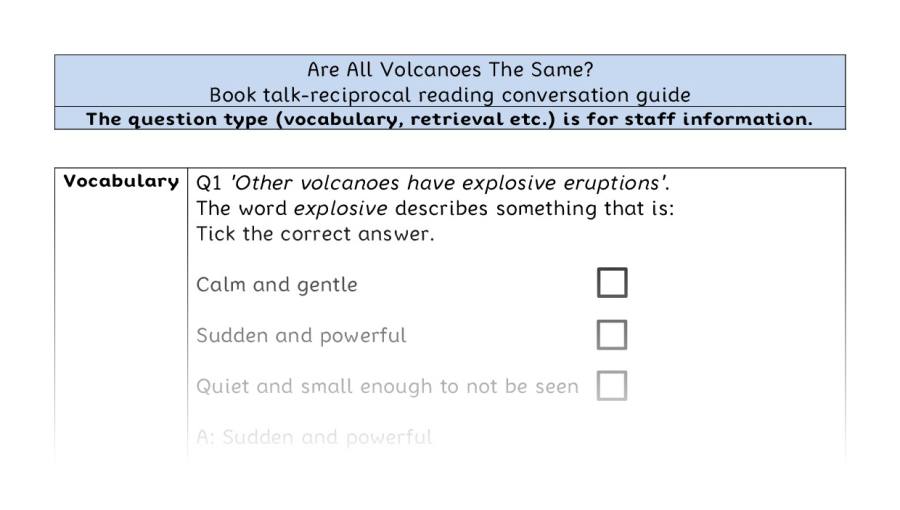 Reciprocal reading - VRSIPE - Are All Volcanoes The Same