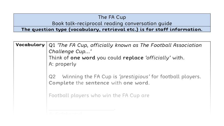 Reciprocal reading - VRSIPE - The FA Cup