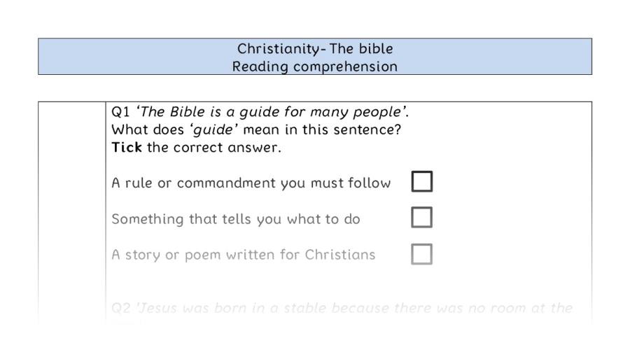 Reading comprehension - VRSIPE - The bible