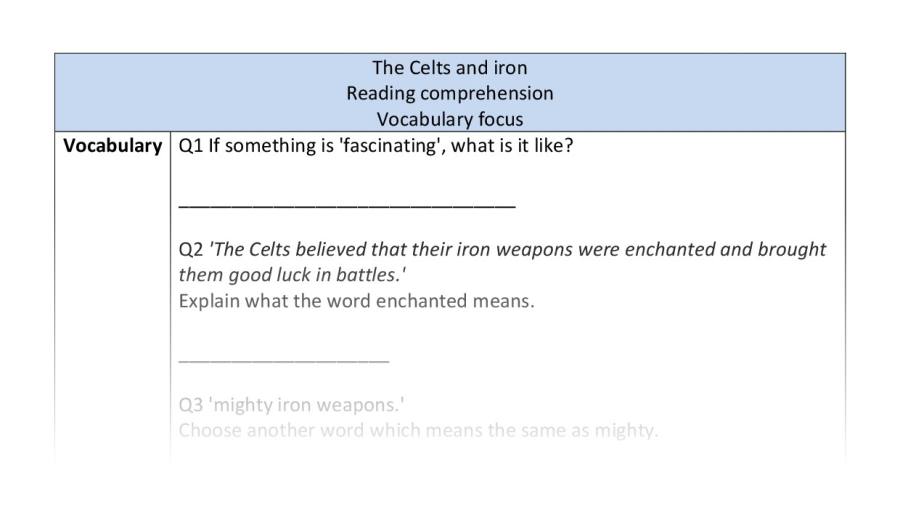 Reading comp-vocabulary-The Celts and iron