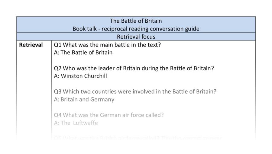 Reciprocal reading - The Battle of Britain - retrieval
