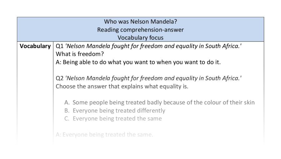Reading comprehension - vocabulary - Who was Nelson Mandela
