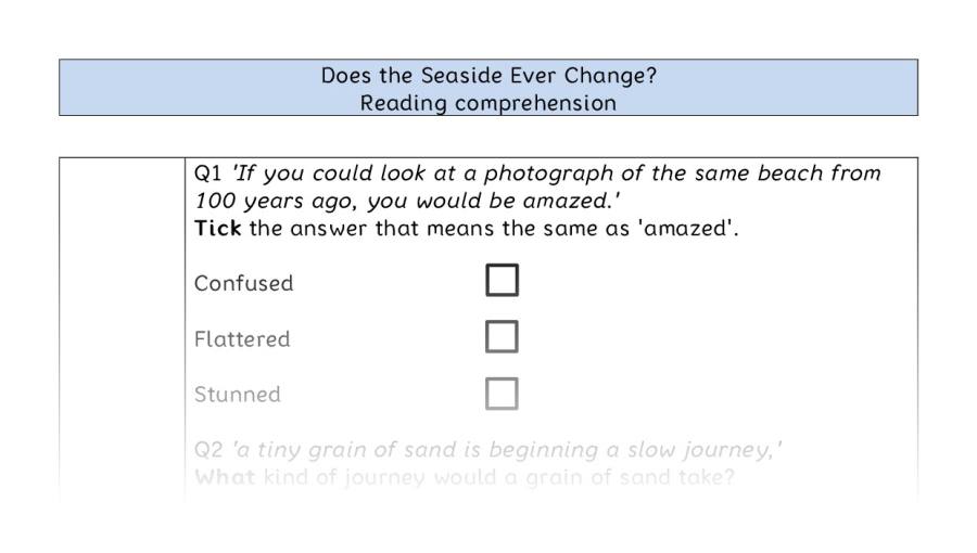 Reading comprehension - VRSIPE - Does the Seaside Ever Change