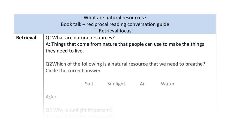 Reciprocal reading - retrieval - What are natural resources