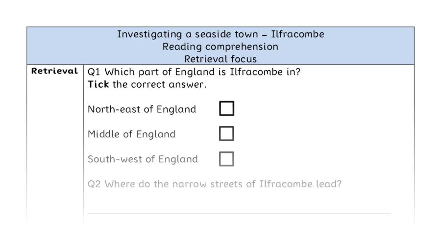 Reading comprehension - retrieval - seaside towns - Ilfracombe