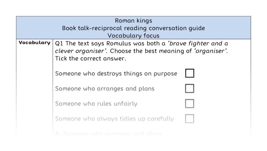 Reciprocal reading - vocabulary - Roman kings