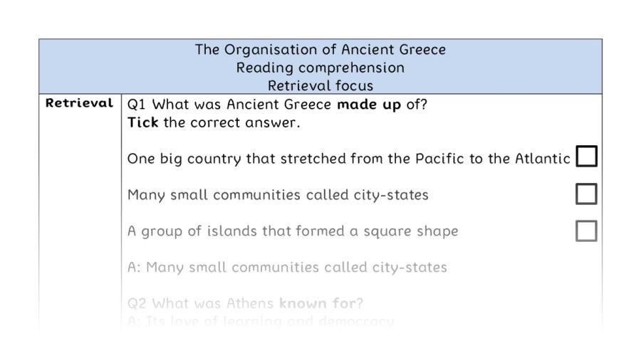 Reading comp - retrieval - The Organisation of Ancient Greece - answers