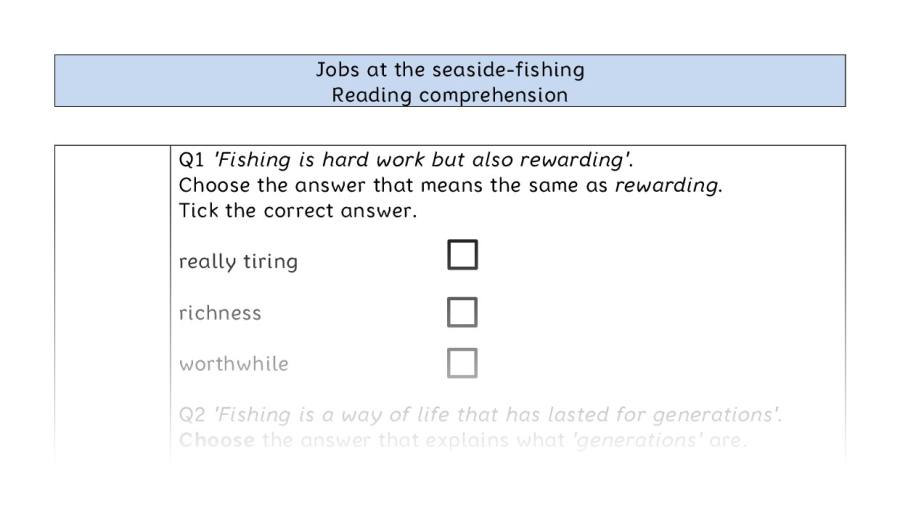 Reading comprehension - VRSIPE - Jobs at the seaside-fishing