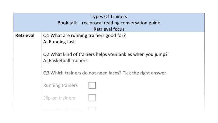 Reciprocal reading - retrieval - Types Of Trainers