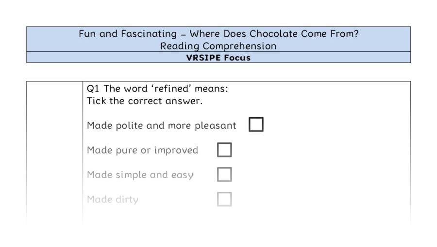 Where Does Chocolate Come From - Reading Comprehension - VRSIPE Focus