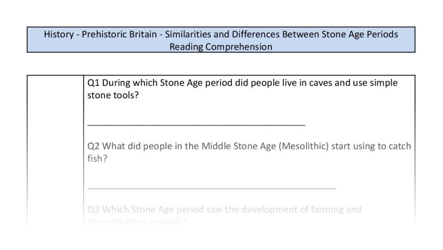 Reading Comprehension-retrieval-Similarities Differences Stone Age Periods