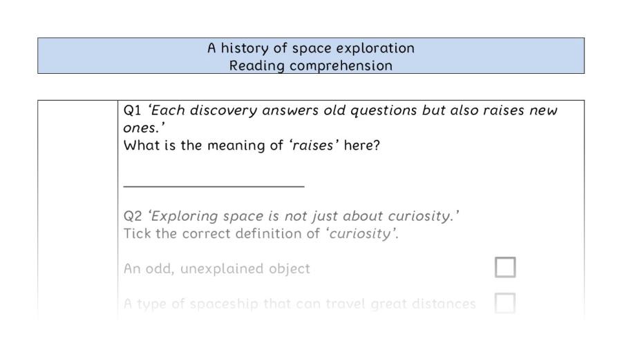 Reading comprehension - VRSIPE - A history of space exploration