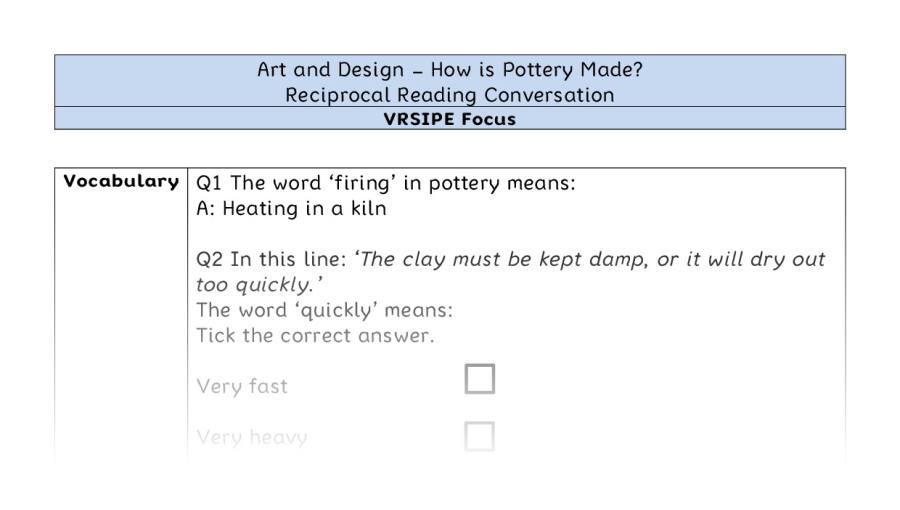 How is Pottery Made - Reciprocal Reading Conversation - VRSIPE Focus