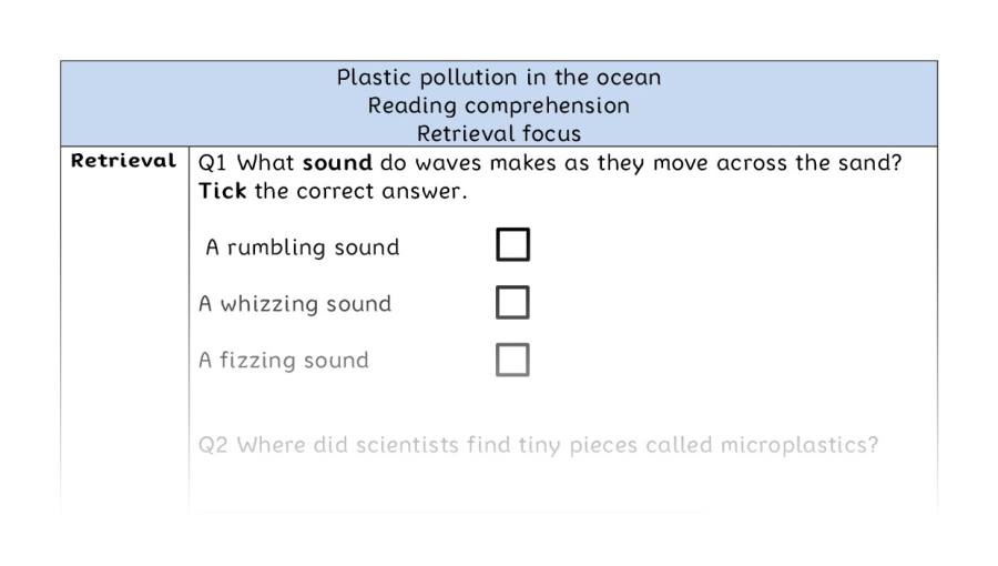 Reading comprehension - retrieval - Plastic pollution in the ocean