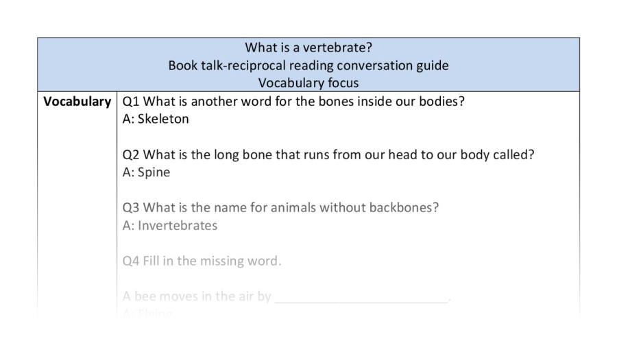 Reciprocal - vocabulary - What is a vertebrate