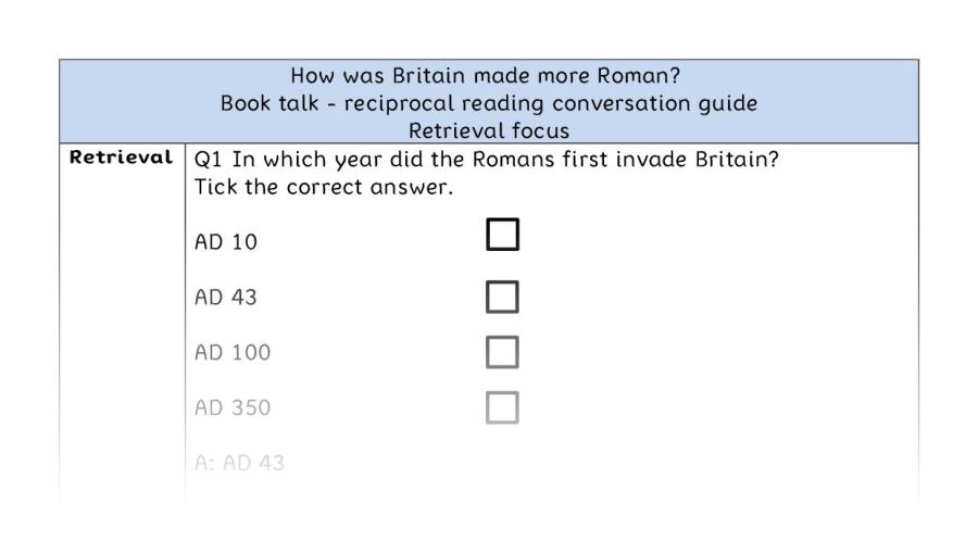 Reciprocal reading - retrieval - How was Britain made more Roman
