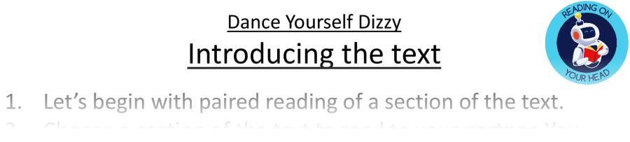 Teaching slides - Dance Yourself Dizzy - Highlight Series 1 - Inference Focus