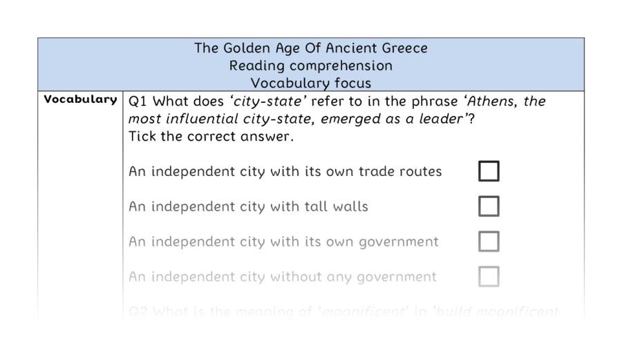 Reading comprehension - vocabulary - The Golden Age Of Ancient Greece