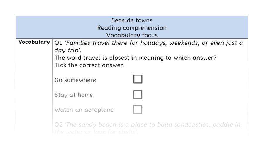 Reading comprehension - vocabulary - Seaside towns