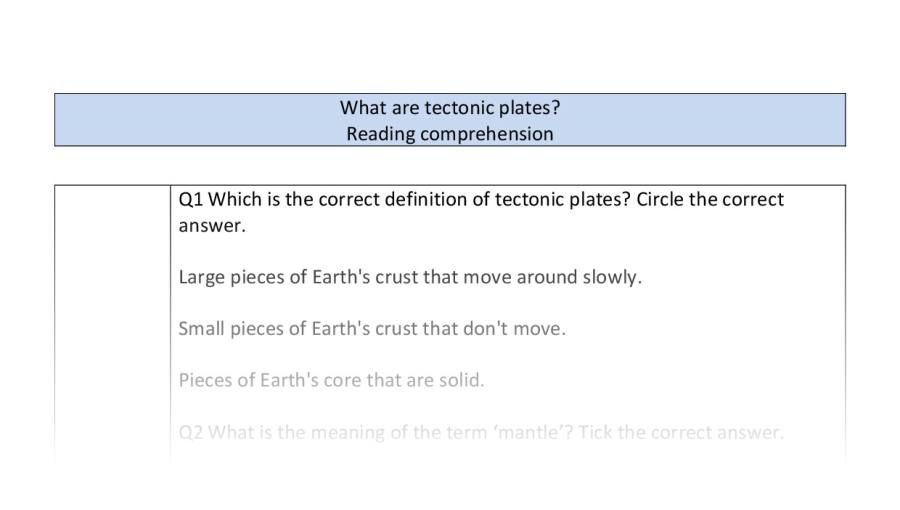 Comprehension-VRSIPE-tectonic plates