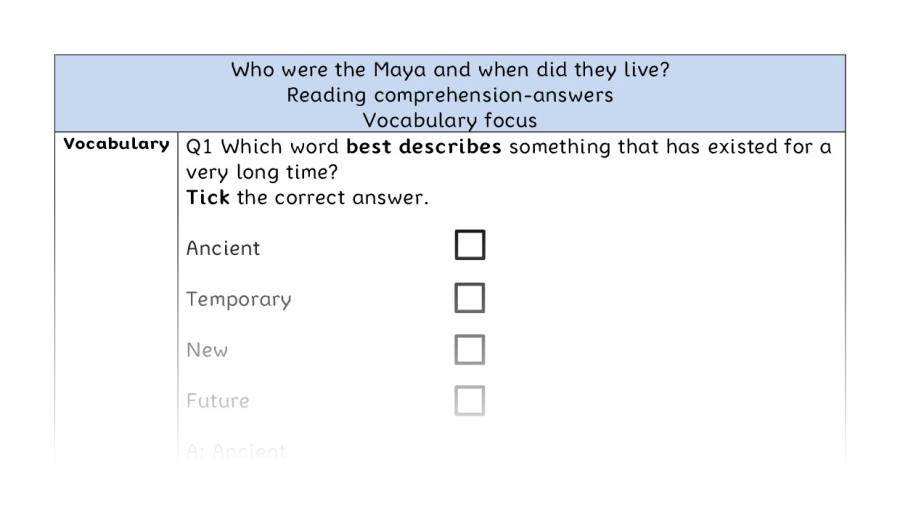 Reading comp-vocabulary-Who were the Maya and when did they live - answers