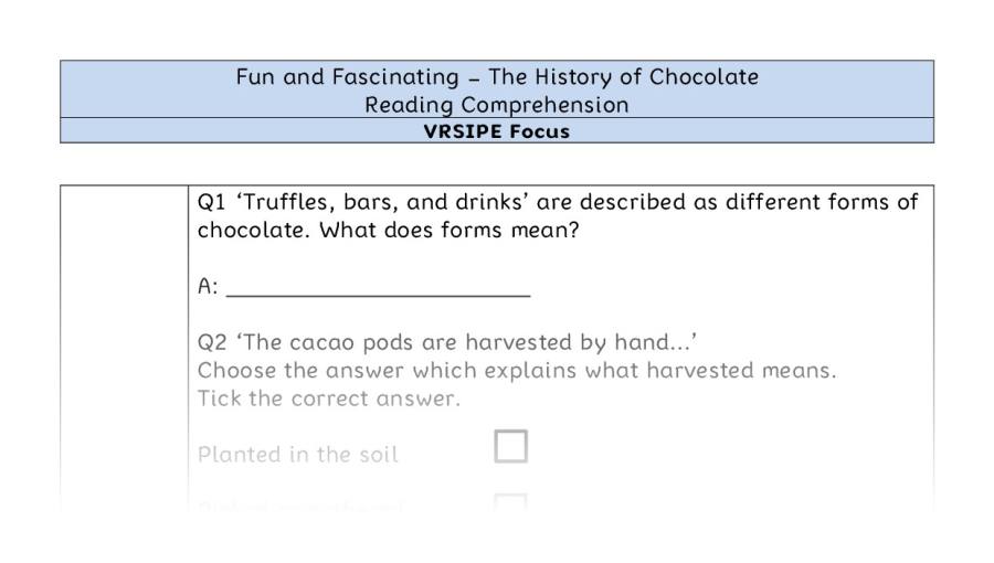 The History of Chocolate - Reading Comprehension - VRSIPE Focus