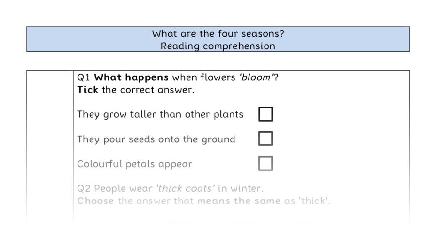 Reading comp - VRSIPE - What are the four seasons