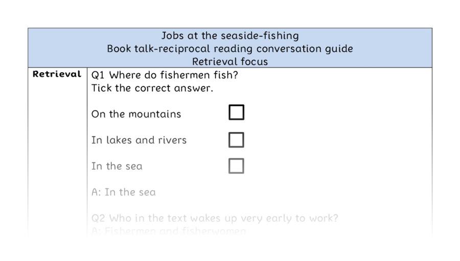 Reciprocal reading - retrieval - Jobs at the seaside-fishing