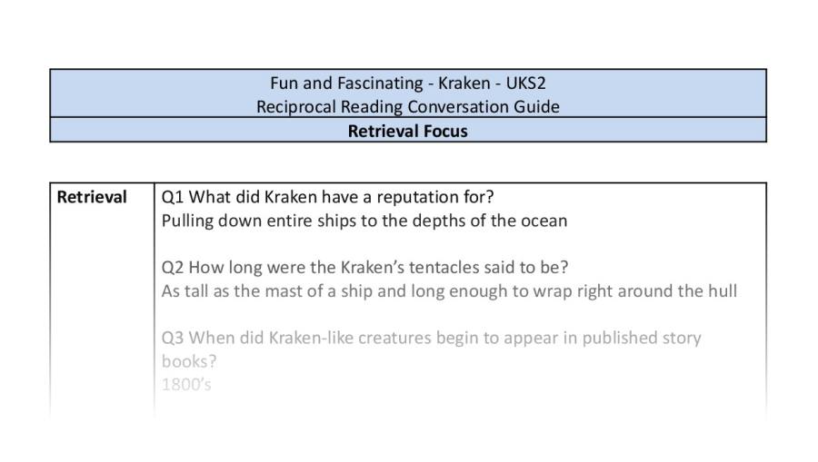 Reciprocal Reading Conversation - Kraken - UKS2 - Retrieval Focus
