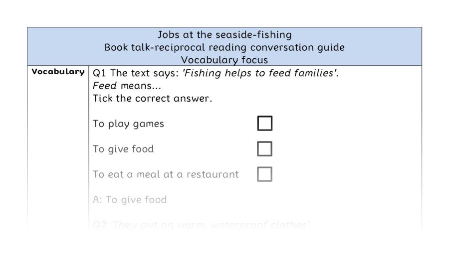 Reciprocal reading - vocabulary - Jobs at the seaside-fishing