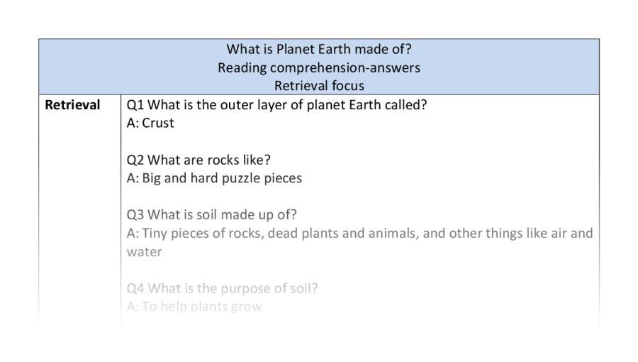 Reading comp-retrieval-what is planet Earth made