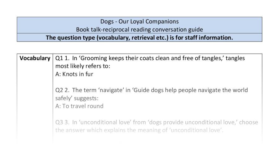 Reciprocal reading-VRSIPE-Dogs - Our Loyal Companions