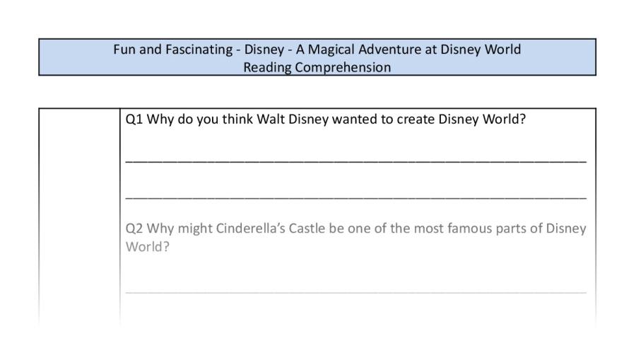 Reading Comprehension-A Magical Adventure at Disney World-inference