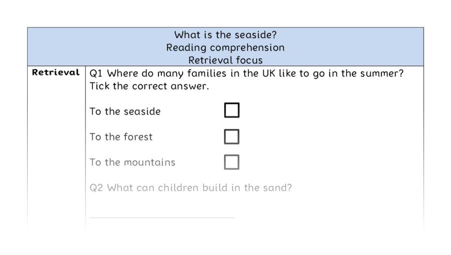 Reading comprehension - retrieval - What is the seaside