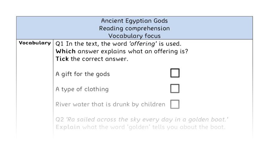 Reading comprehension - vocabulary - Ancient Egyptian Gods