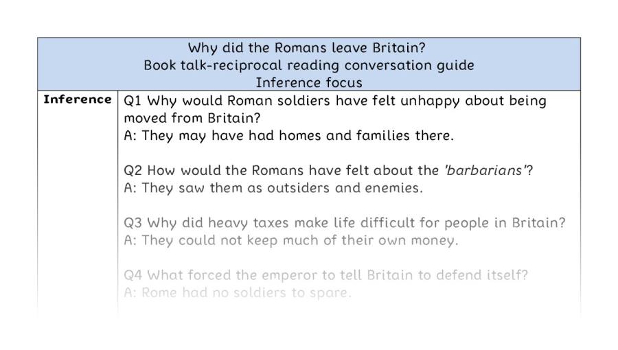 Reciprocal reading - inference - Why did the Romans leave Britain