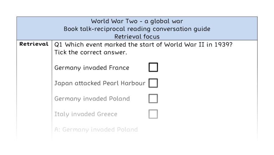 Reciprocal reading - retrieval - World War Two - a global war